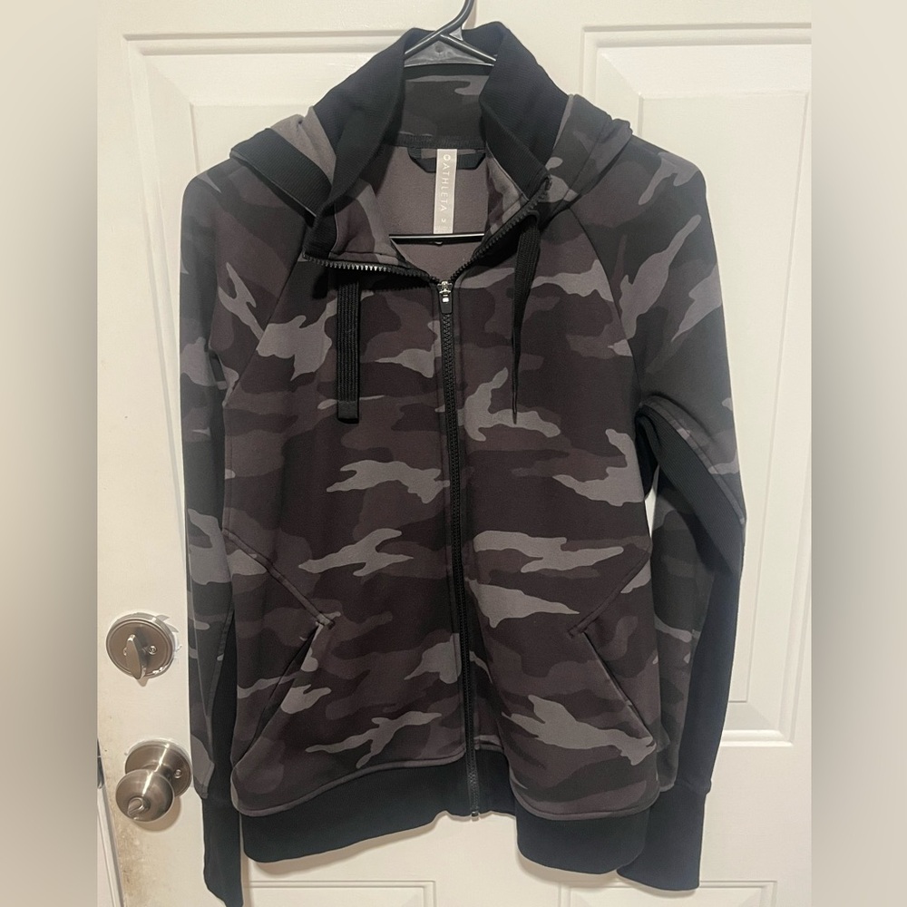 Athleta Camo Zip-Up Hoodie - Black and Gray
